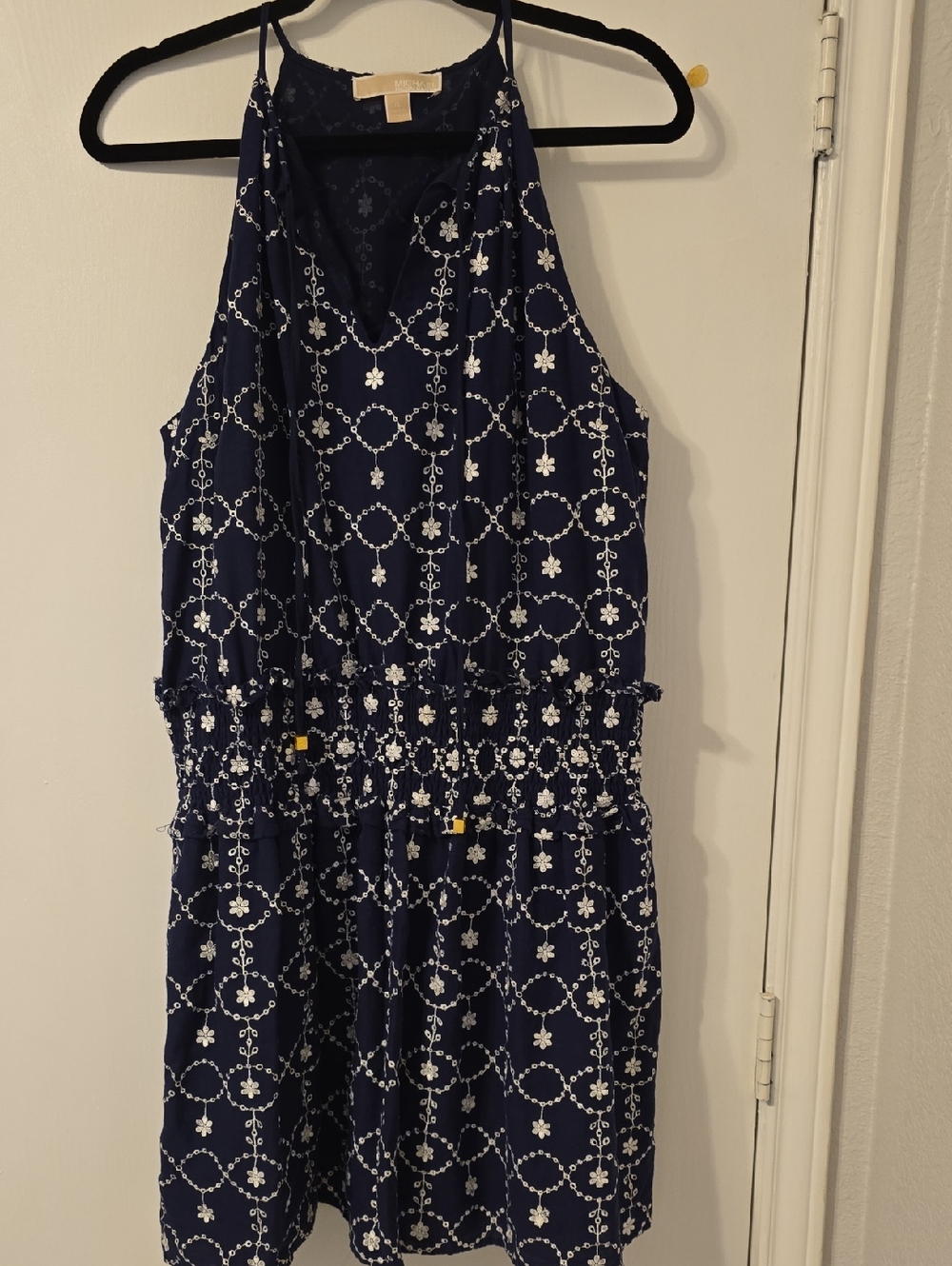 Michael Kors Navy and White Floral Spaghetti Strap Dress.